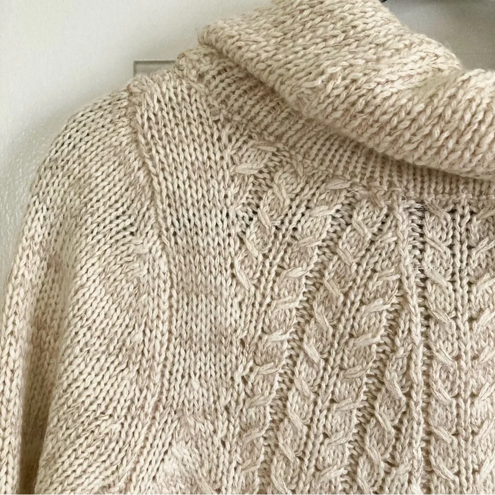 Anthropologie Guinevere Cowl Mohair Wool Knit Oat Sweater Women’s Size Sm Boho